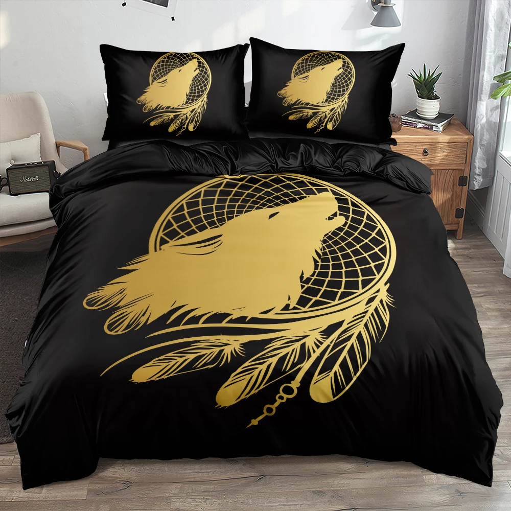 

Modern Bohemia Style Bedding Set Golden Feather Quilt/Blanket Cover 220x240cm King Size Bedding Set Home Textile Fashion Design