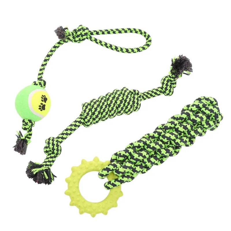 Pet Supply Dogs Chew Teeth Clean Rope Set Outdoor Traning Fun Playing Green Ball Toy For Large Small Dog Cat | Дом и сад