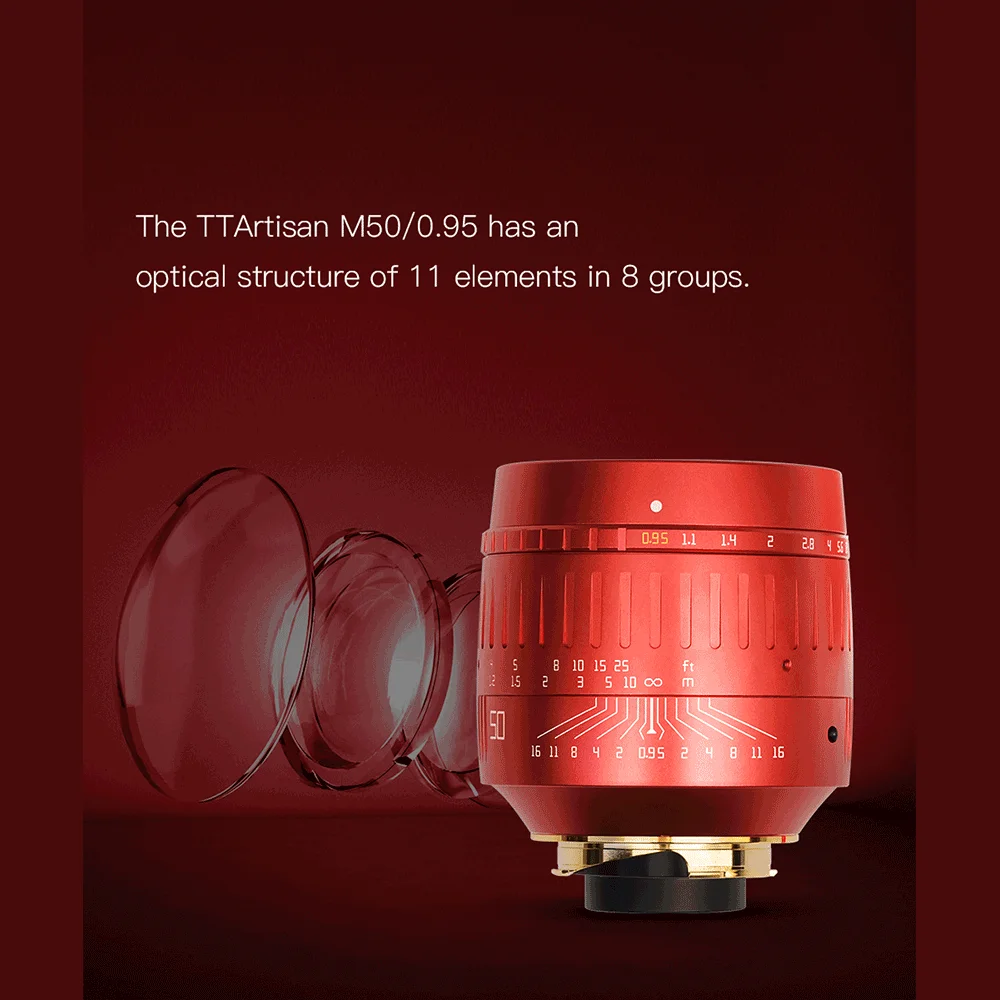 TTArtisan 50 мм F0.95 ASPH красный объектив 2021 камеры Ручной фокус для большой апертуры
