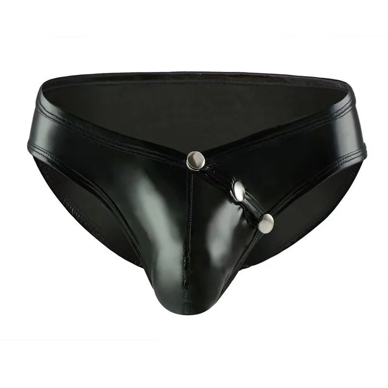 

1 Piece of Men's Fashion Faux Leather Briefs Patent Leather Panties Sexy U Convex Low Waist Sexy Exotic Men's Panties