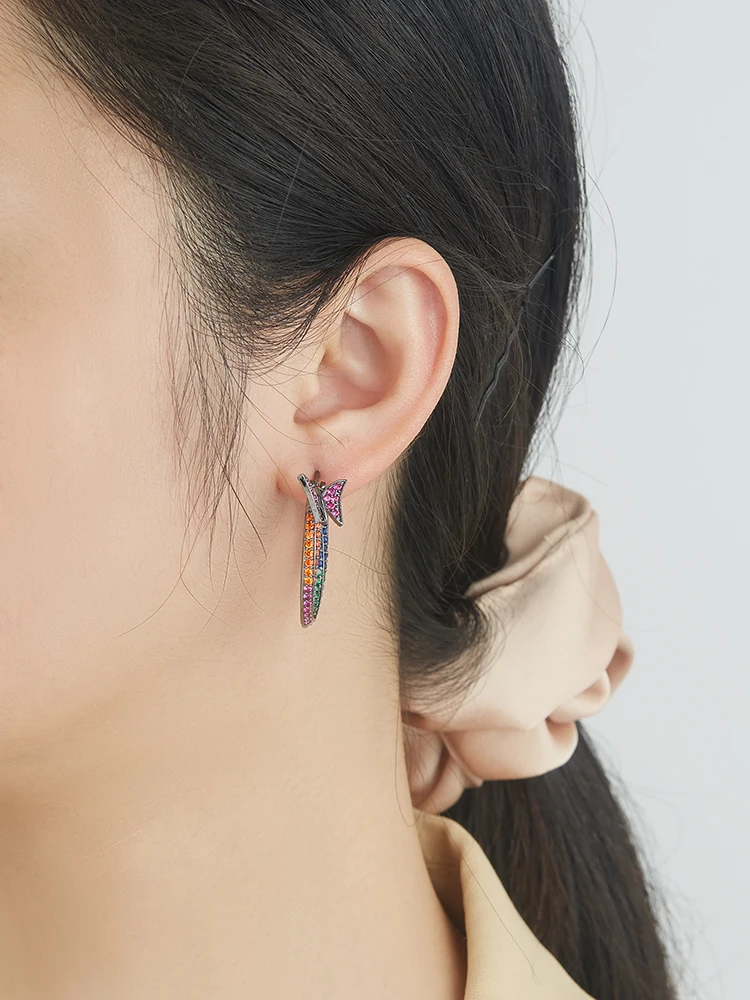 

INALIS Hoop Earrings For Women Irregular Rainbow Color Copper Earring Butterfly Shape Fashion Jewelry Wedding Present To Lover