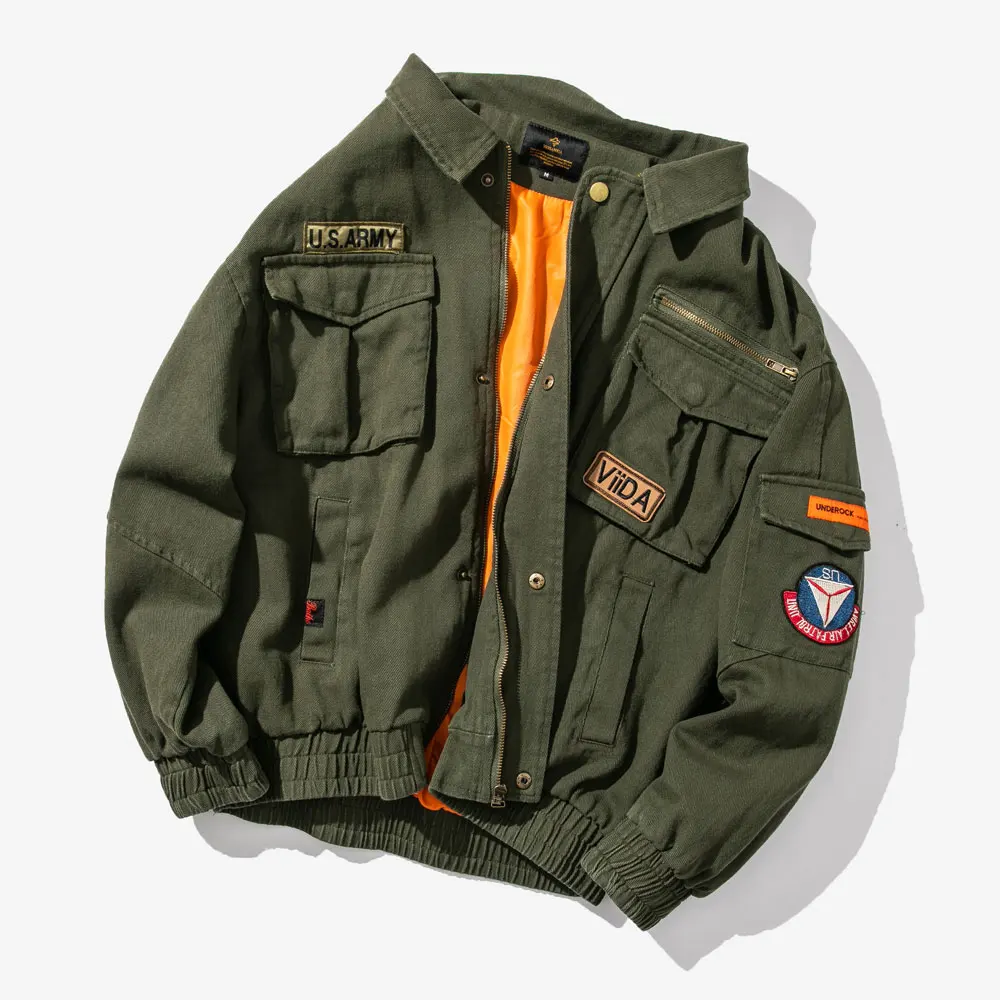 Высокое качество Армейский Зеленый Военный Стиль Куртка бомбер мужская Японская