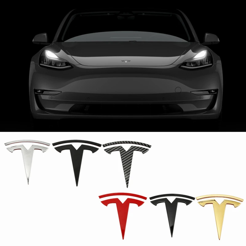 

Zinc Alloy Car Front Hood Cover Emblem Sticker Bdage for Tesla Logo Model3 ModelS ModelX Auto Rear Trunk Refit Accessories