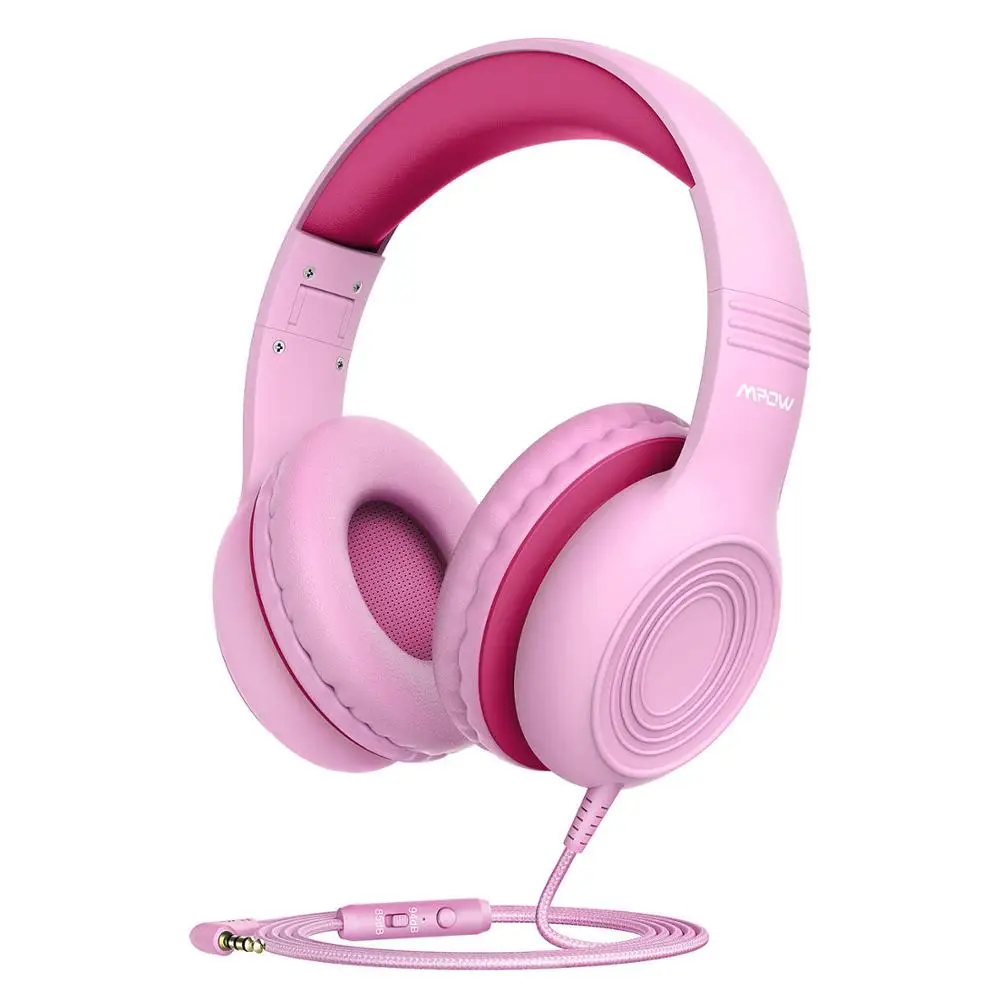 Pink Headphone Mpow CH6 проводной детские наушники складной регулируемые проволочные наушники с 3,5 мм аудио разъем и микрофон для детей iP - Цвет: Pink Headphone