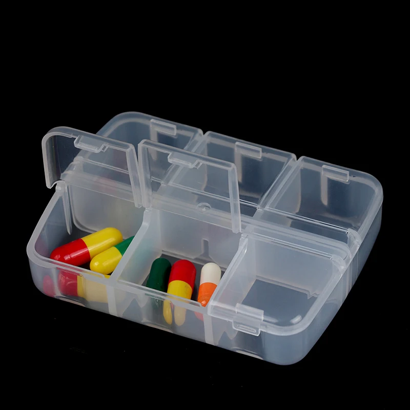 

6 Grids Empty Pill Container Organizer Travel Health Care Drug Divider Pill Storage Bag Pill Cases Component Jewelry Tools
