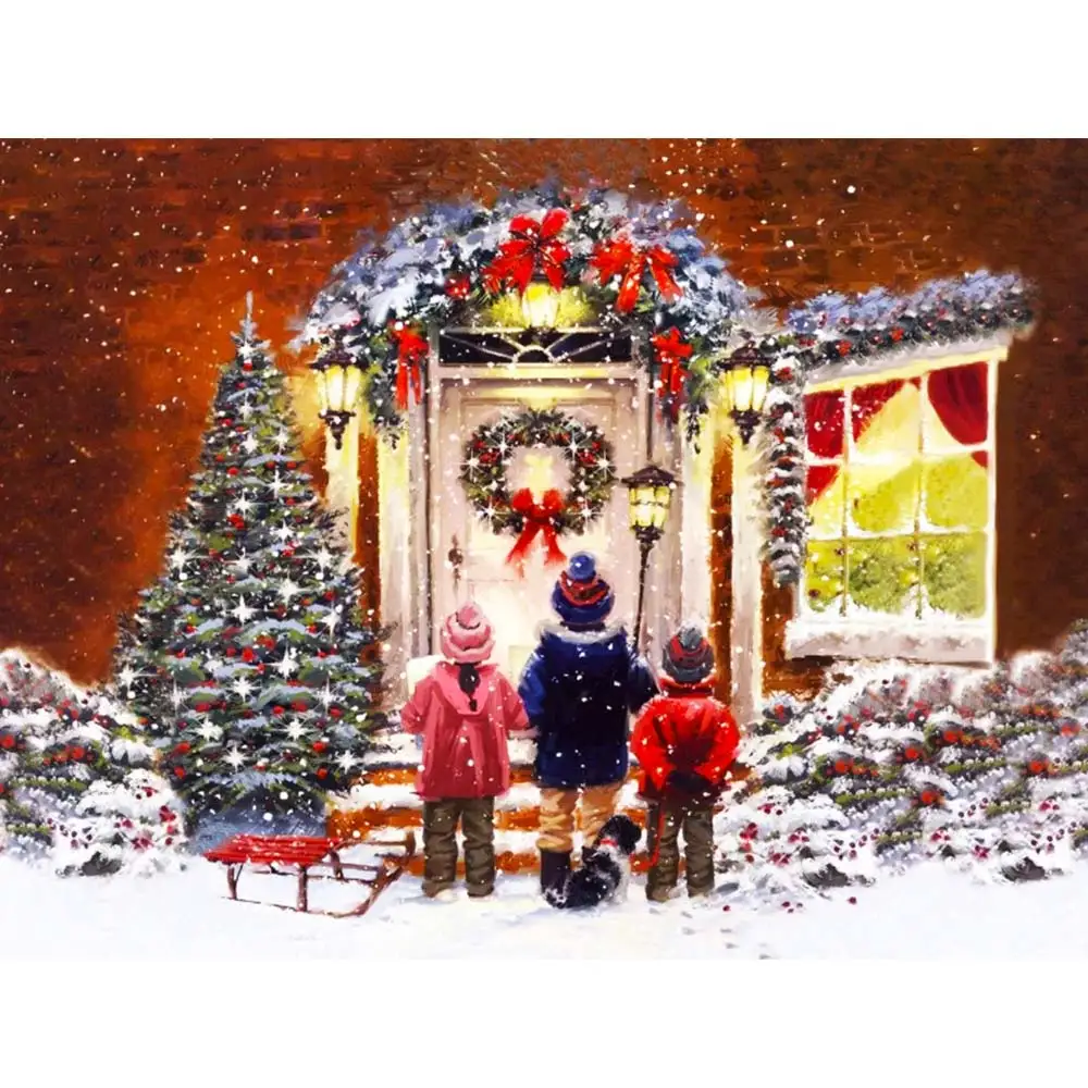 

Рождественская Алмазная картина, квадратные/круглые подарки для детей, алмазная вышивка, Набор для вышивки крестиком, украшения для дома