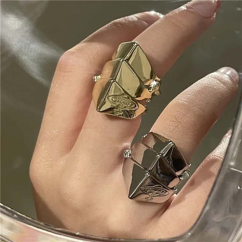 AOMU 2021 Geometric Multi-layer Gold Silver Color Metal Two Way to Wear Adjustable Planet Rings for Women Girl Travel Jewelry