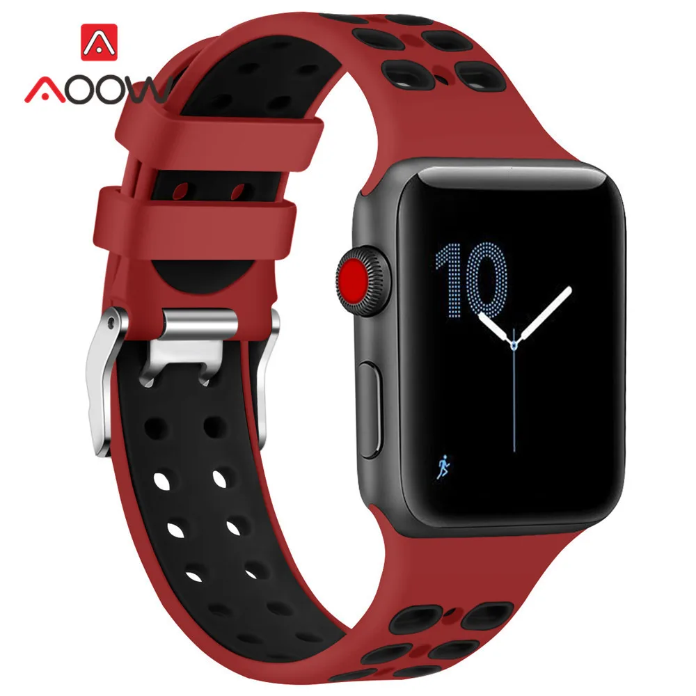 Силиконовый спортивный ремешок для часов Apple Watch 4 40 мм 44 мм 38 мм 42 мм с пряжкой дышащий браслет с отверстиями ремешок для iwatch 1 2 3