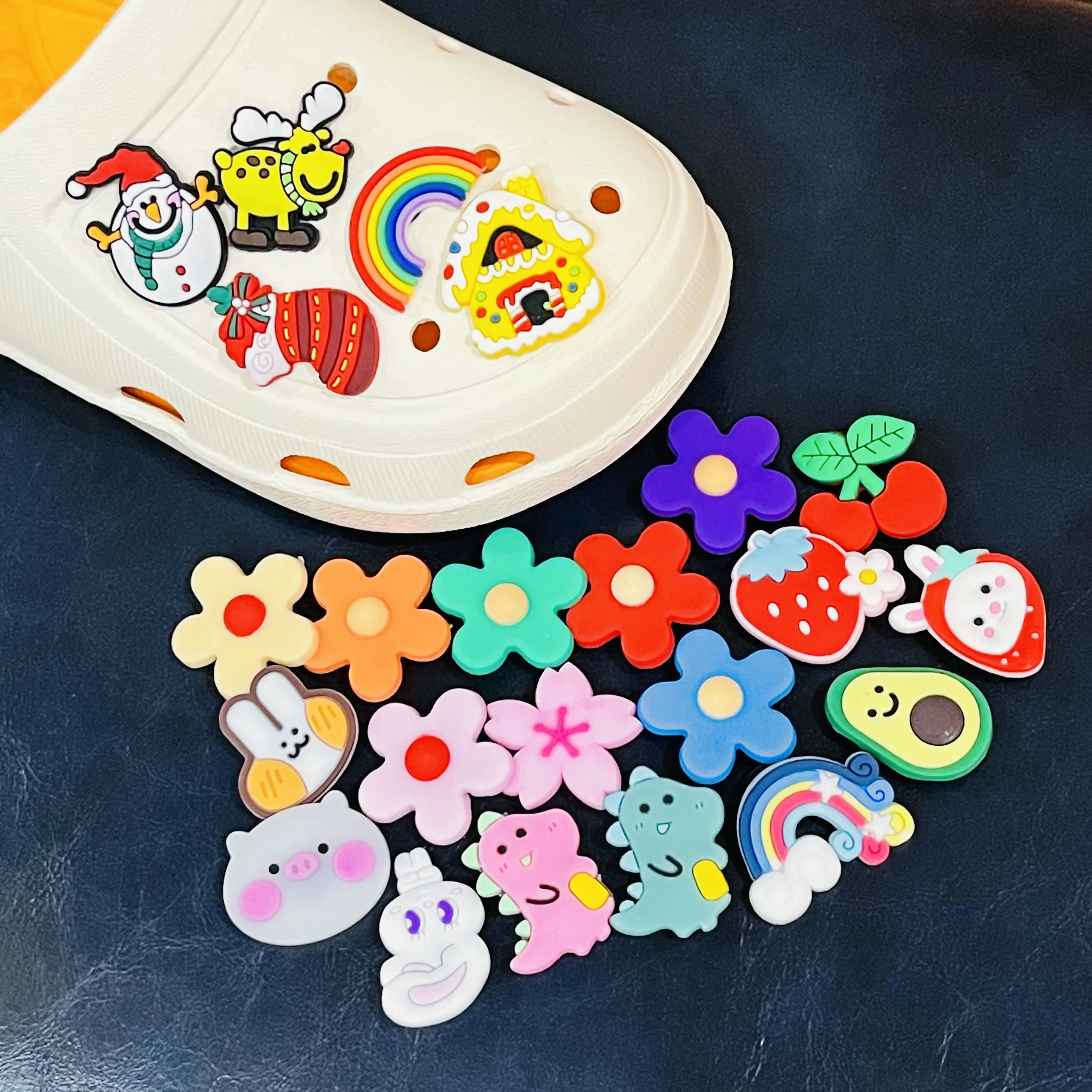 1 шт. цветок Радуга животных подвески для обуви стильная футболка с изображением