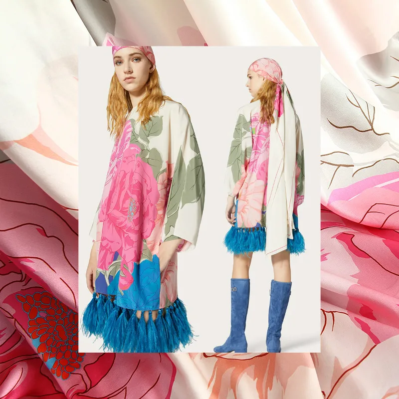 

140 cm width printed polyester fabric shirt dress stretch satin fabric meter handmade DIY clothing fabric wholesale cloth