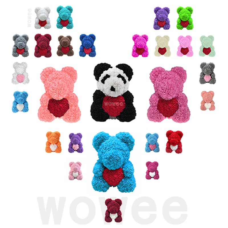 40 см на День святого Валентина Роза медведь искусственный цветок розы Teddi женский