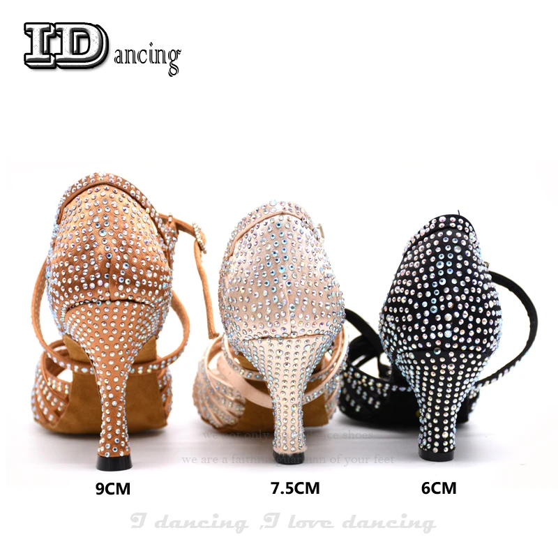 Women's Latin dance shoes Ballroom Party Square Shining rhinestones Soft Bottom 5CM-10CM JuseDanc | Спорт и развлечения