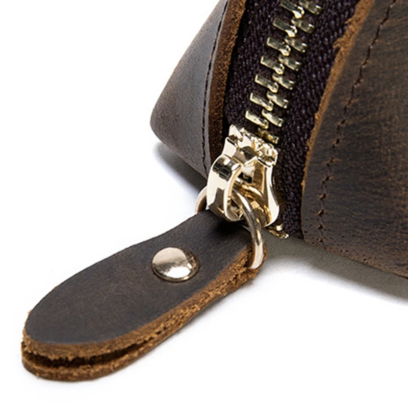 

Handmade Leather Pencil Bag Vintage Retro Style Cowhide Zipper Pen Case School Bag Case Office Stationery Gift