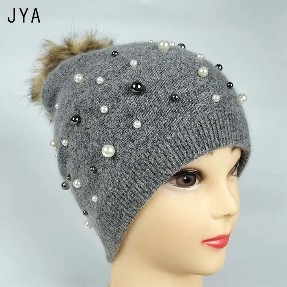 Высококачественная однотонная шапка с помпоном из искусственного меха вязаные