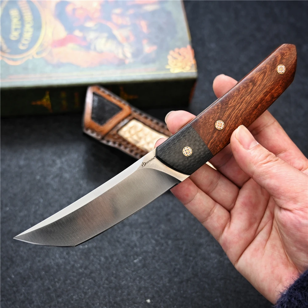 

SDOKEDC SD802 D2 Steel Fixed Blade Knife Olneya Tesota Handle Hunting Knife Survival Tactical Self Defense Camping Knifes