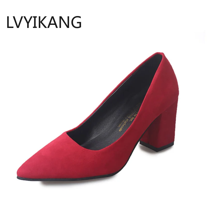 

Women Pumps Ankle Strap Thick Heel Women Shoes Square Toe Mid Heels Dress Work Pumps Comfortable Ladies Shoes 7CM #012