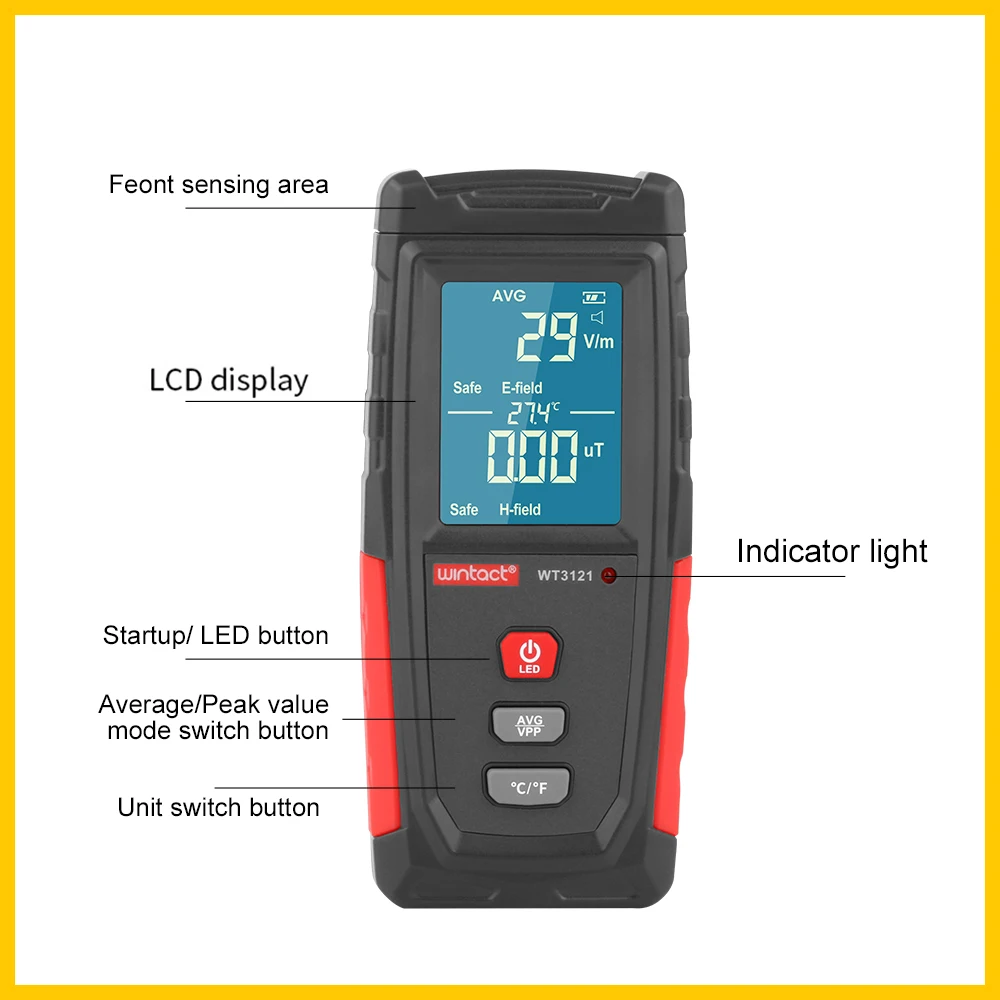 WINTACT probador de FEM campo electromagnético Detector de radiación probador medidor EMF portátil de dosímetro probador de FEM