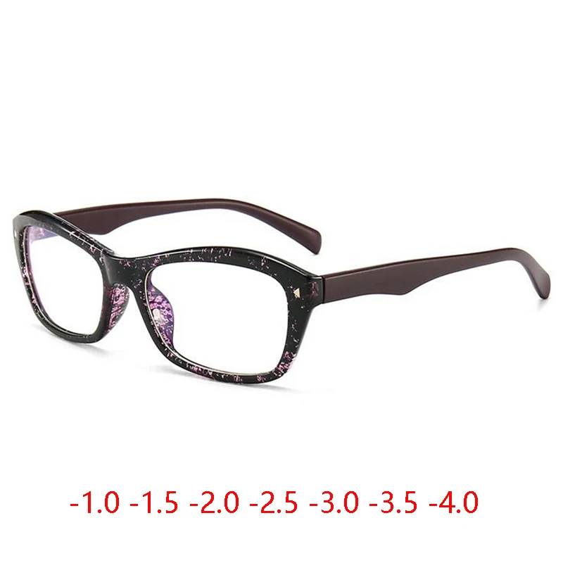 

Оправа с фиолетовым леопардовым принтом, очки с диоптриями, Мужские квадратные короткие очки-фотовспышки-100 -150 до-400