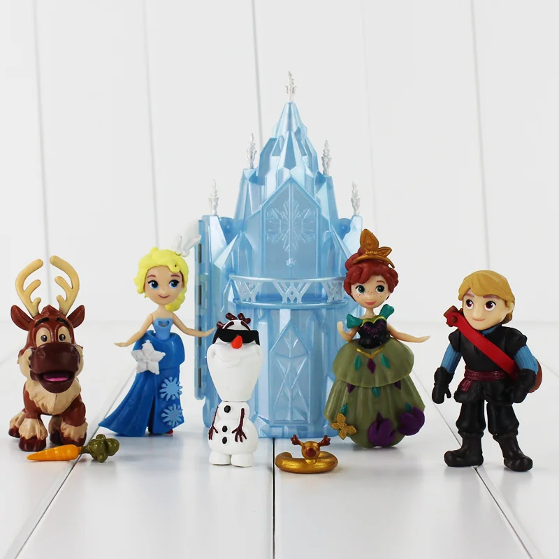 6-16см 6шт/Комплект Замороженная 2 Анна Эльза Принцесса Олаф Свен Кристоф и Замок Ледяного Дворца Трон ПВХ Фигурки Действия Игрушки Модели Куклы