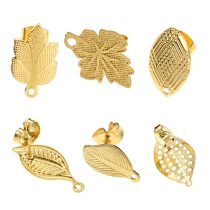 10 шт.лот, новые серьги-гвоздики из нержавеющей стали в форме листа, базовые детали для сережек-гвоздиков, принадлежности для самостоятельного изготовления ювелирных украшений