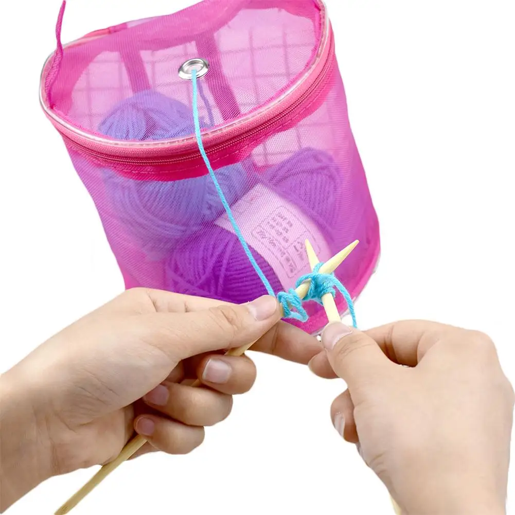 DIY Crochet Yarn Bag Mesh Woolen Storage Case Nylon Seal Preparation |