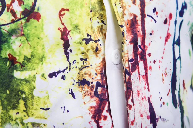 

2021 Men's Flower Splash-Ink Splash-Paint Printed Long Sleeve Lapel Slim Shirt