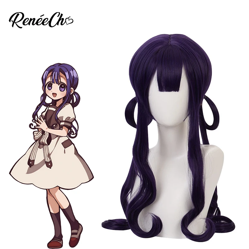 Reneecho 2020 Akane Aoi парик унитаз связанный Hanako Kun косплей длинные фиолетовые вьющиеся