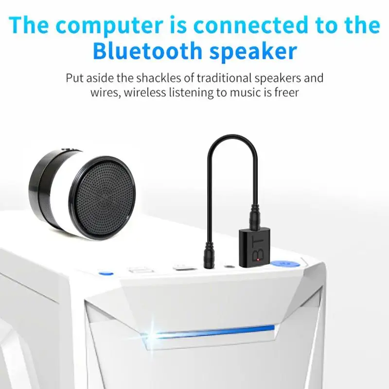

USB Bluetooth 5.0 Transmitter Receiver 3.5mm Audio Port AUX Barrier-Free M9S5 Cable Use 10M Direct Transmission Adapter Dri Q8J2