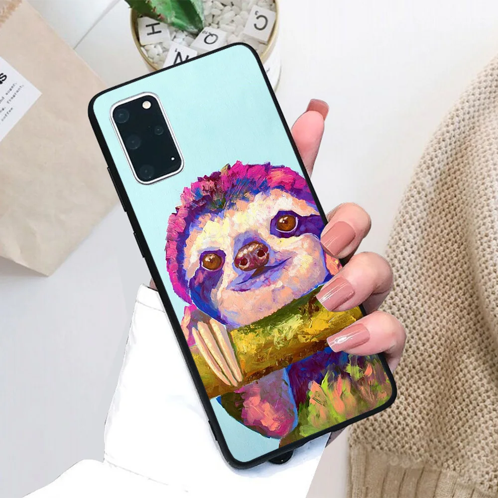 

For Samsung Galaxy pink sloth Soft TPU Black Border Samsung Galaxy Case