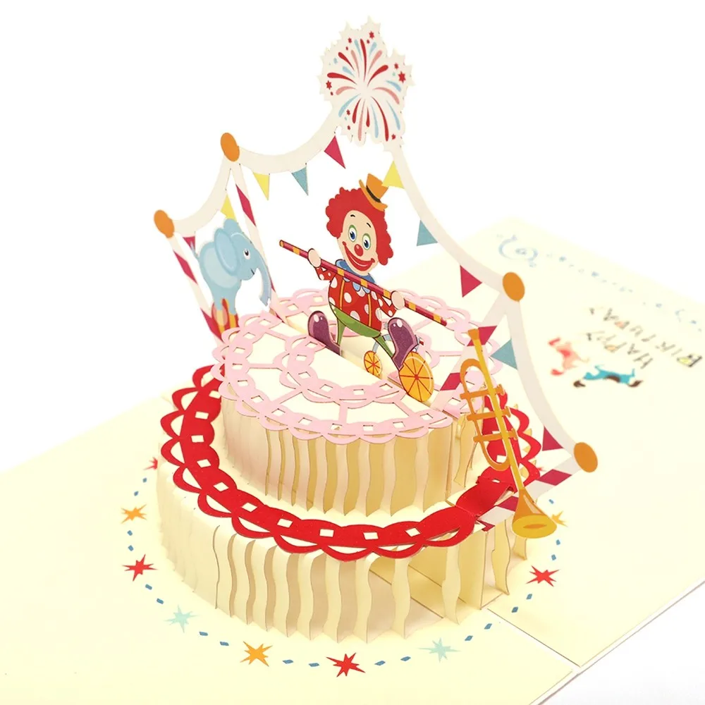 

3D Birthday Card Christening Baby Shower Invitations Thank You Party Christmas Gift Cards With Envelopes Blank