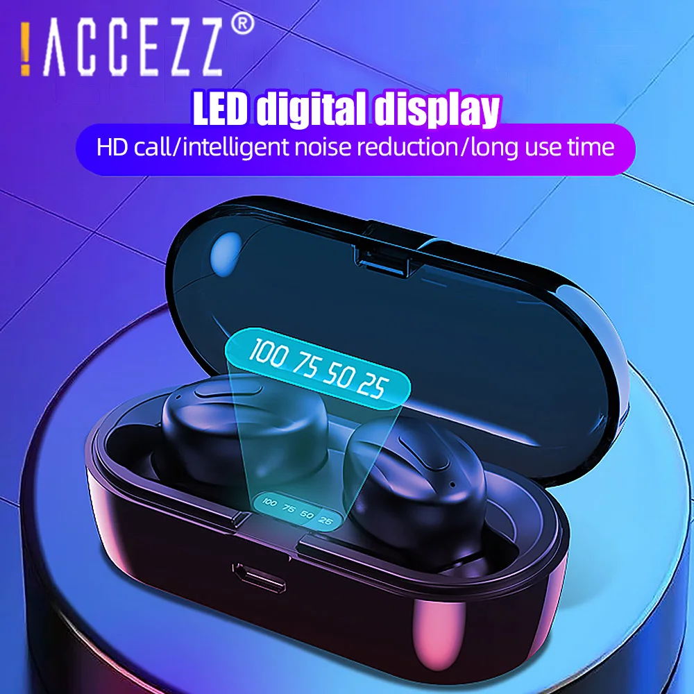 

!ACCEZZ TWS Wireless Earphones Bluetooth In-ear Earbuds Waterproof Sport Earphones With Mic Noise Cancelling Bass Stereo Headset