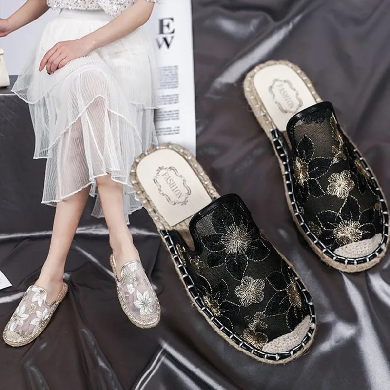 Gioio Ladies' single shoes sweet flat shoes flowers Chinese style Women slippery Fashion Low Heels Mujer White shoes