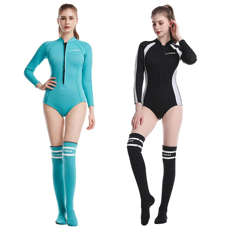 Women 2.5MM Neoprene Wetsuit With Socks Female Surfing Suit Waterproof Snorkeling Sun Protection One-piece Swimsuit Diving Suit