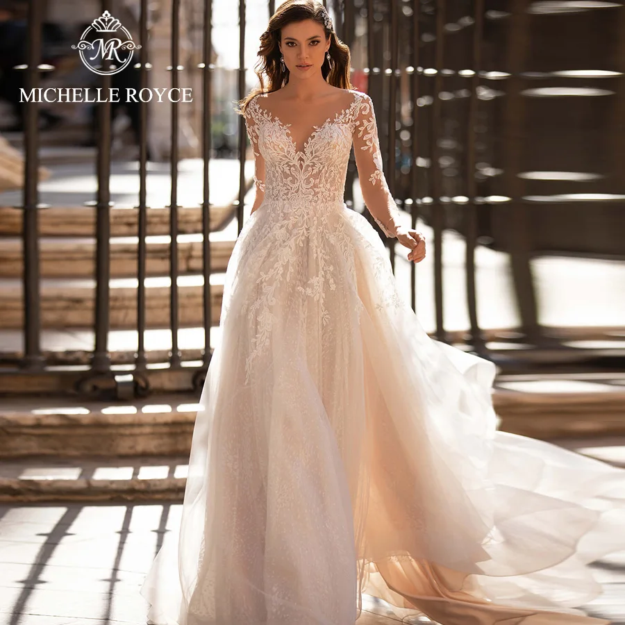 Мишель Ройс Свадебные платья трапециевидной формы Сексуальные кружевные с