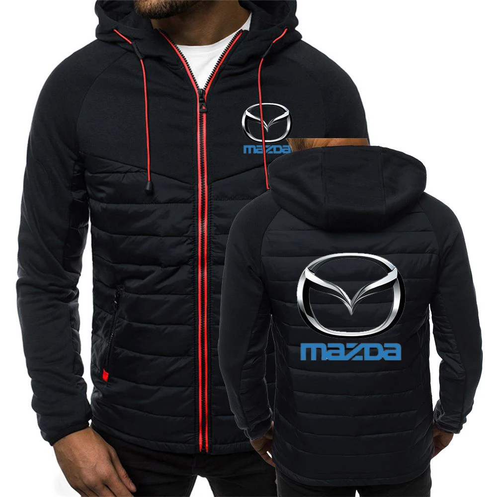 

Autumn The New Mazda Car Logo Custom Made Man Zipper Print Warm Sportwear Jacket Men Splice Color Fashion Cotton Clothes