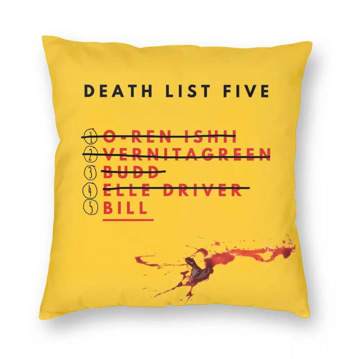 Квадратная наволочка Kill Bill- Death List полиэстер лен бархат на молнии декоративный