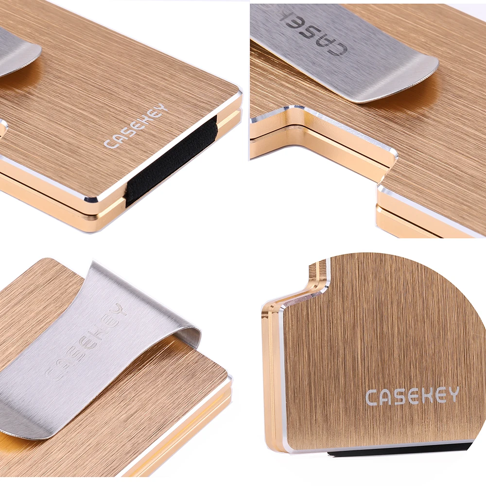 Casekey высококачественный металлический золотой кошелек с зажимом для денег для мужчин с блокировкой Rfid