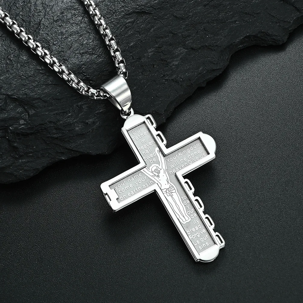

Cross border e-commerce supply European and American style Jesus crucifixion Bible Cross Necklace men's Double Cross Pendant