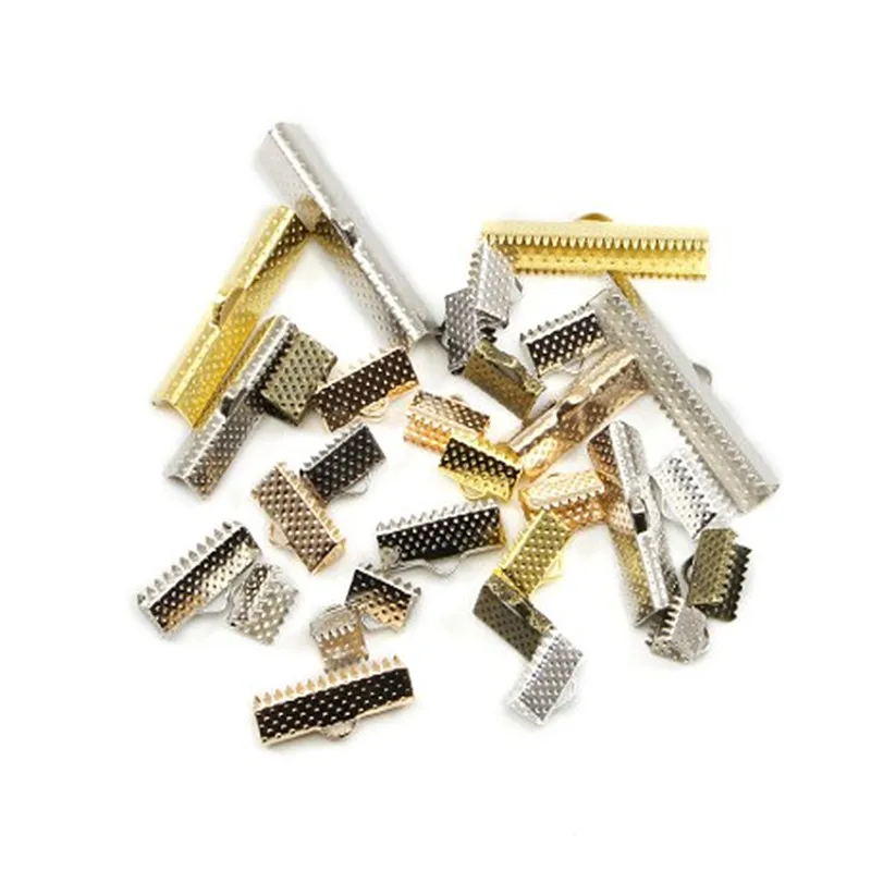 50 шт./лот серебряная бухта застежки веревка концевые колпачки кожаный зажим для