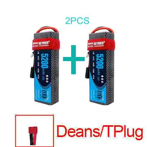 Аккумулятор DXF 7,4 V 22,2 V 6S 2S 5200mah 6000mAh 50C Burst 100C для радиоуправляемого автомобиля квадрокоптера вертолета самолета - Цвет: 2PCS5200HARDDEANS