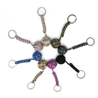 outdoor defense braided rope keychain self survival manual color weaving steel ball key for women bag car pouplar key ring