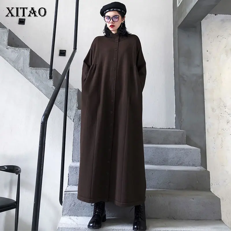 XITAO трикотажное платье размера плюс женская одежда зима 2019 водолазка с длинным