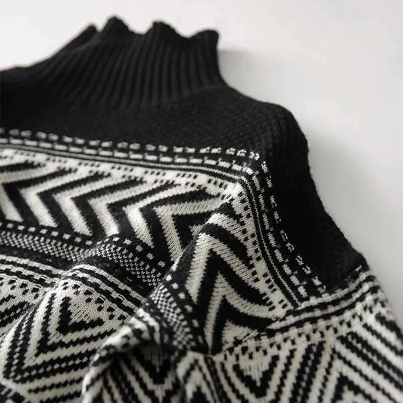 Осенний свитер с высоким воротником в скандинавском стиле пуловер женский