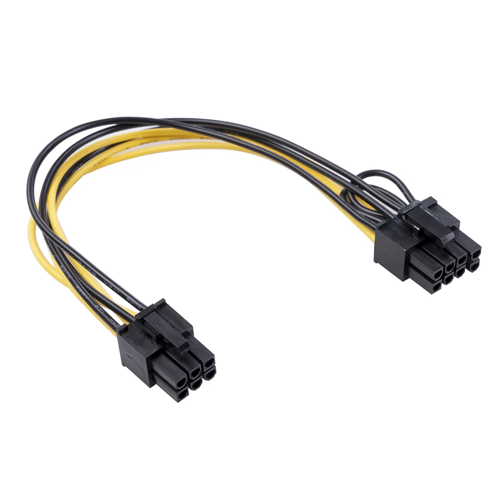 

1Pcs 20cm Quality 6Pin to 8Pin (6+2Pin) Breakout Cable PCI-E Cable 18AWG Mining for Graphic Cards GPU
