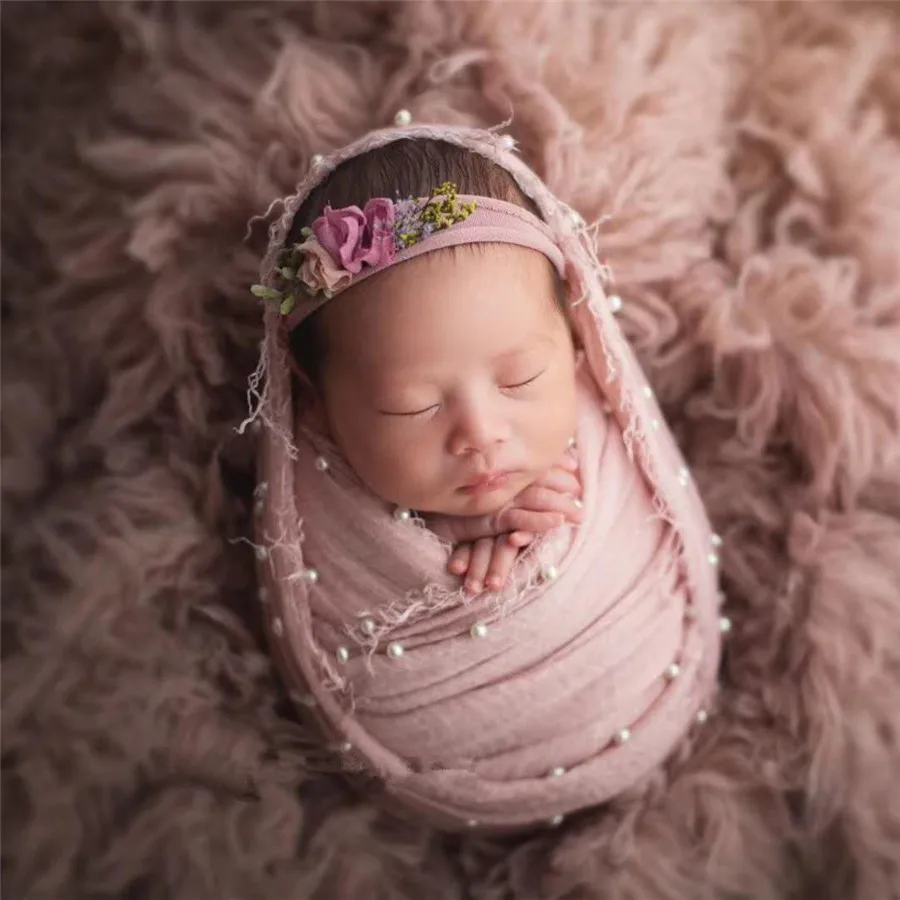 

New newborn studio photo Blanket Baby Summer Cotton hemp pearl wrapped film props