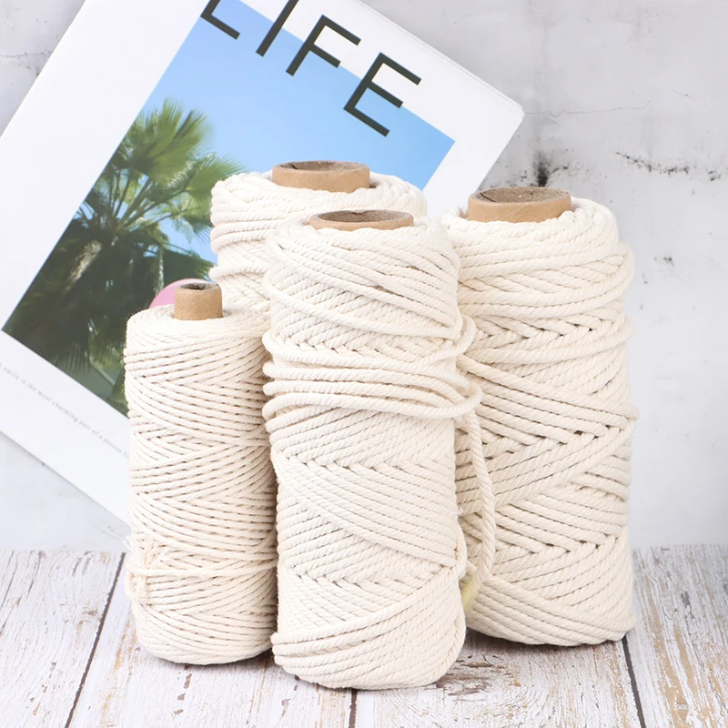 

3 to 10mm Macrame Rope Twisted String Cotton Cord For Handmade DIY Natural Beige