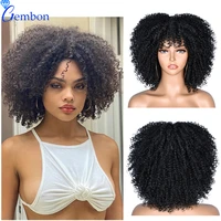 short hair afro curly wigs with bangs for women synthetic blonde black ombre glueless cosplaydaily use heat resistant