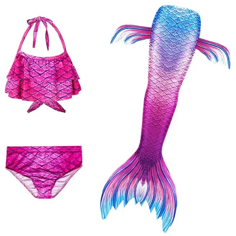 

Girls Mermaid Tail for Swimming Cosplay Little Girls Swimsuit Tankini Bathing Suits Monofin Necklace Earing 3-12 Years Costume