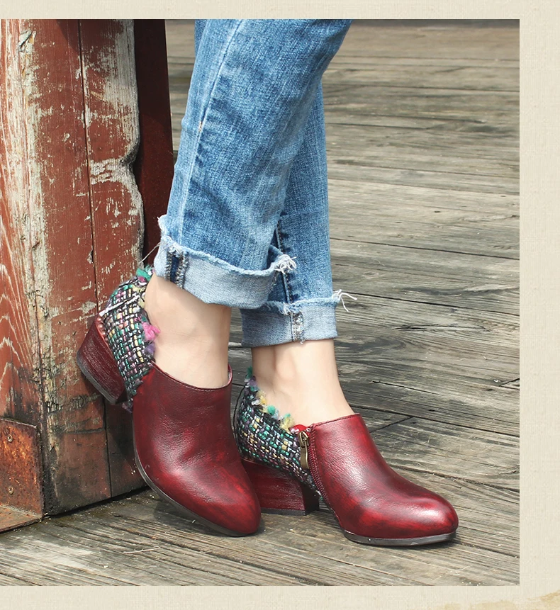 Xiangban/Женская обувь с острым носком на каблуке; коллекция года; Осенняя женская обувь на толстом каблуке; большие размеры; натуральная кожа; размеры 34-42