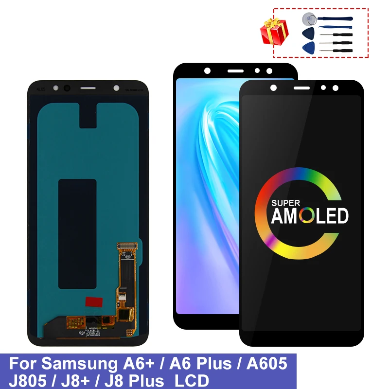 

Super AMOLED For Samsung Galaxy A6 Plus 2018 LCD A605 A605F A605FN LCD Display Touch screen Assembly For Samsung A605 Display